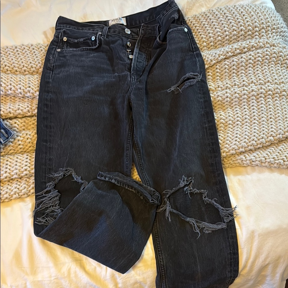 Agolde Women's Black Straight Leg Jeans
